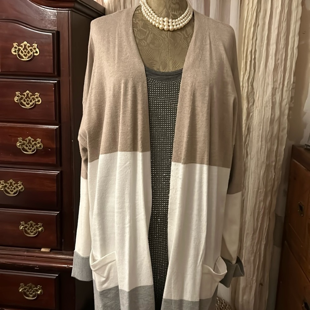 Tri-color over sweater by Chloe+jasmine. Never worn. Rayon/polyester. BEAUTIFUL!